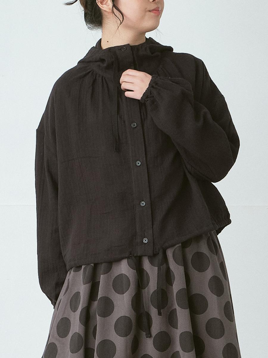 フードジャケット　綿ダブルガーゼストライプ