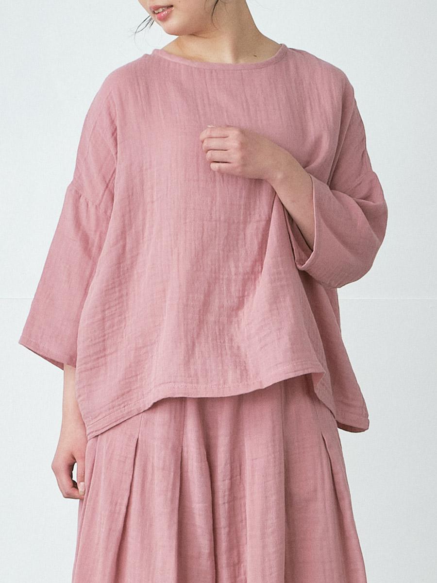 プルオーバーブラウス　綿ダブルガーゼ