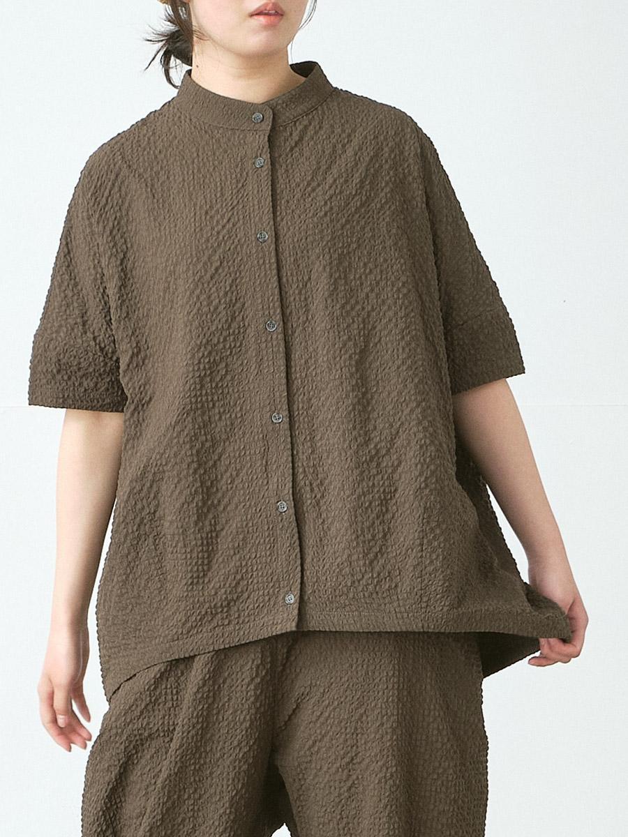 スタンドカラーブラウス　Eリップル