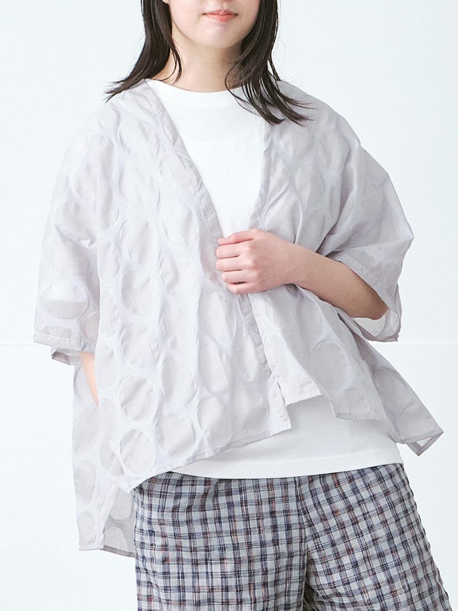 ショールカーディガン　綿オパールドット