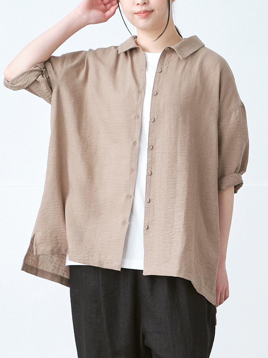 襟つきワイドブラウス　リヨセルオックス