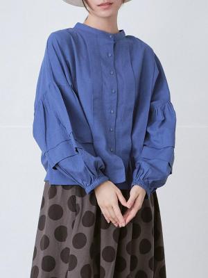 2WAYタックデザインバルーン袖ブラウス 綿麻キャンブリック | palais