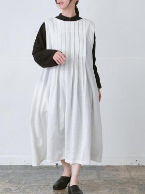 ピンタックノースリーブワンピース 綿麻キャンブリック | palais