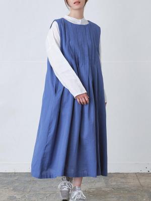 ピンタックノースリーブワンピース 綿麻キャンブリック | palais