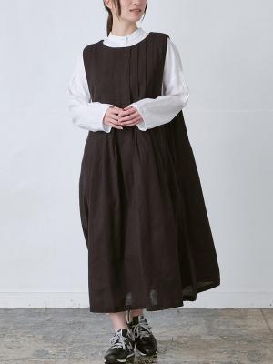 ピンタックノースリーブワンピース 綿麻キャンブリック | palais