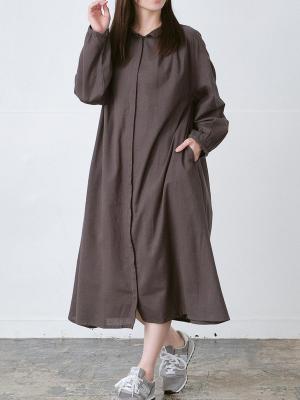 ちび襟比翼シャツワンピース 綿麻キャンブリック |palais