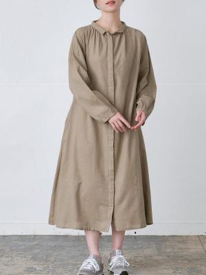 ちび襟比翼シャツワンピース 綿麻キャンブリック |palais