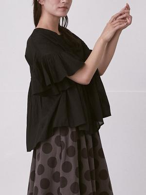 ピンタックフレアブラウス　綿ボイル | palais