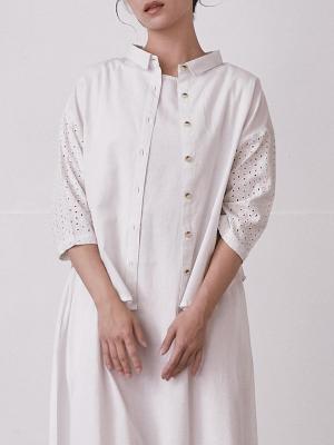 2WAYちび襟ブラウス　綿麻キャンブリック | palais