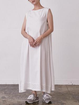 ノースリーブフレアワンピース 綿麻キャンブリック | palais