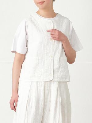 前あきポケットベスト　コットンシアーサッカー| palais