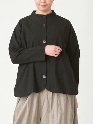 スタンドカラーシャツジャケット　コットンシアーサッカー| palais