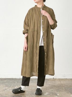 バンドカラーシャツワンピース　コットンボイルドットジャガード  | palais 