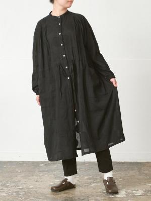 バンドカラーシャツワンピース　コットンボイルドットジャガード  | palais 