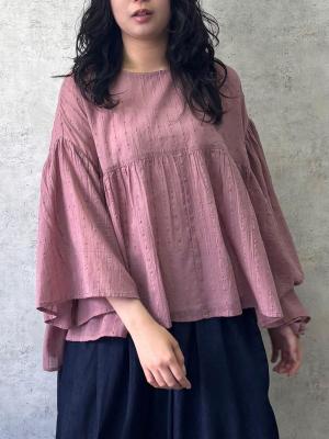  切り替えフレアブラウス　綿ジャガードストライプ | palais