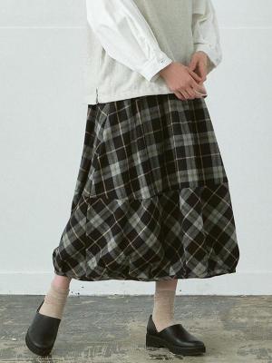 バルーンスカート 綿ビエラチェック