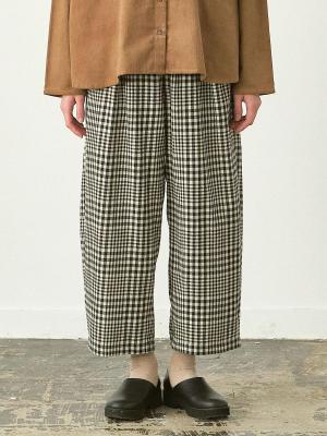 テーパードパンツ 綿ビエラチェック