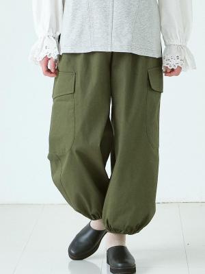 サイドポケット裾ゴムバルーンパンツ C20ツイル