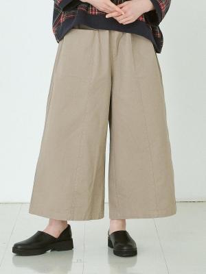 センター切り替えワイドパンツ　綿20ツイル