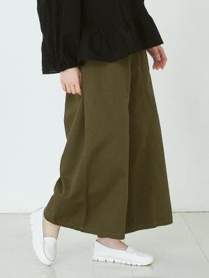 センター切り替えワイドパンツ　綿20ツイル