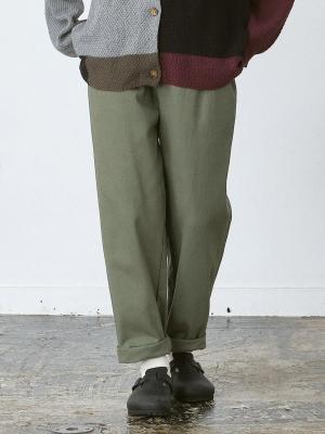 フロント多ボタンテーパードパンツ　綿カツラギ