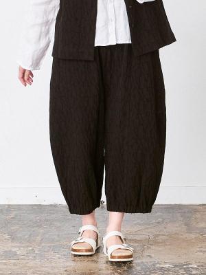 幾何学柄バルーンパンツ ジャガード織接結
