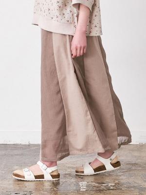 切り替えフレアスカート　綿スラブ 　