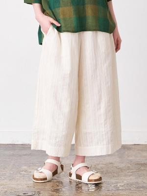 ワイドパンツ　綿ガーゼドビー