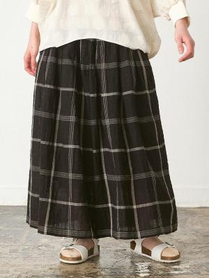 ガウチョパンツ　綿麻空羽チェック