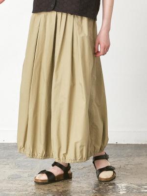 裾ゴムバルーンスカート 綿ダンプバイオウォッシュ加工