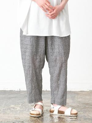 テーパードパンツ コットン混シャーリング