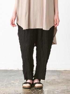 テーパードパンツ　コットン混シャーリング