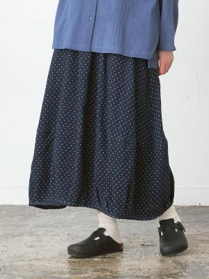 バルーンスカート　デニムドットジャガード