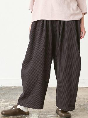 ワイドタックパンツ　ヒッコリーデニム