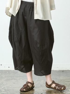 変形サルエルパンツ　リネンコットン