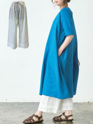 裾タックペチパンツ　綿60ローン