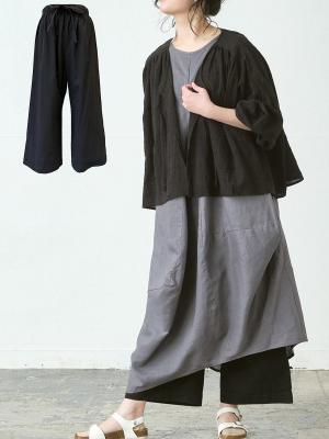 裾タックペチパンツ　綿60ローン