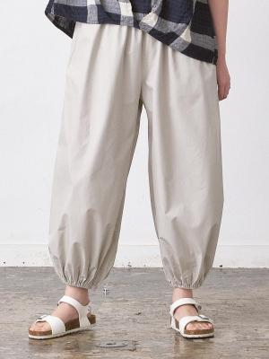 裾ゴムバルーンパンツ　綿ダンプバイオウォッシュ加工