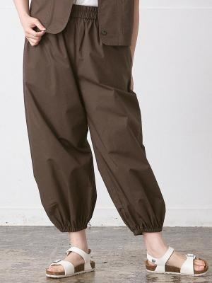 裾ゴムバルーンパンツ　綿ダンプバイオウォッシュ加工