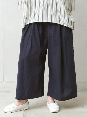 ガウチョパンツ 綿麻オックス