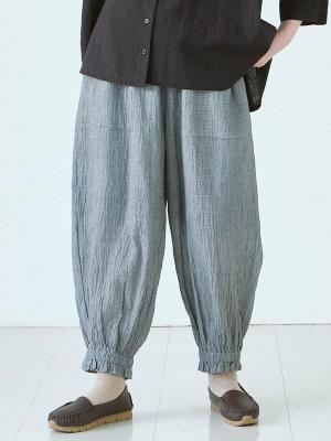 裾ゴムシャーリングパンツ C/PU