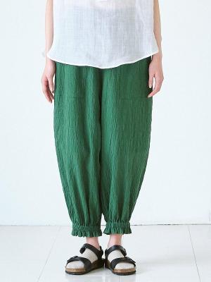 裾ゴムシャーリングパンツ　C/PU