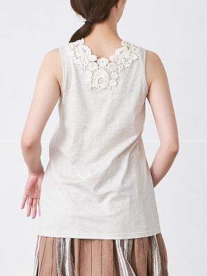 綿天竺衿レースキャミソール