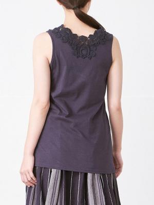 綿天竺衿レースキャミソール