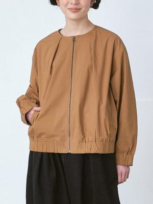 ノーカラージップジャケット　C/Puキャンブリック