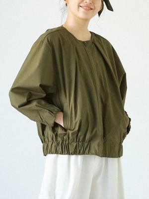 ノーカラージップジャケット　C/Puキャンブリック