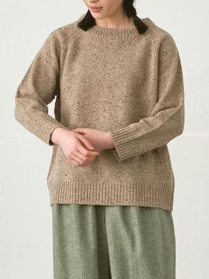 クルーネックニット シェットランドウールカラーネップ3G