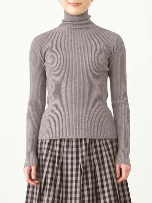 タートルネックリブ編みニット　R/N/E12G