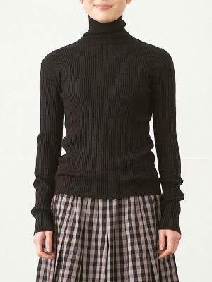 タートルネックリブ編みニット　R/N/E12G