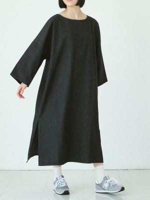 サイドスリットデニムワンピース